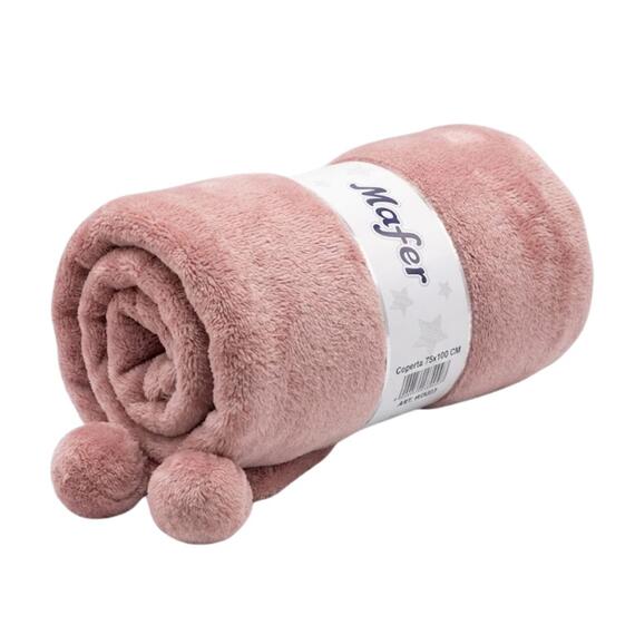 Coperta in pile neonato con pompon Mafer WDD23
&nbsp;