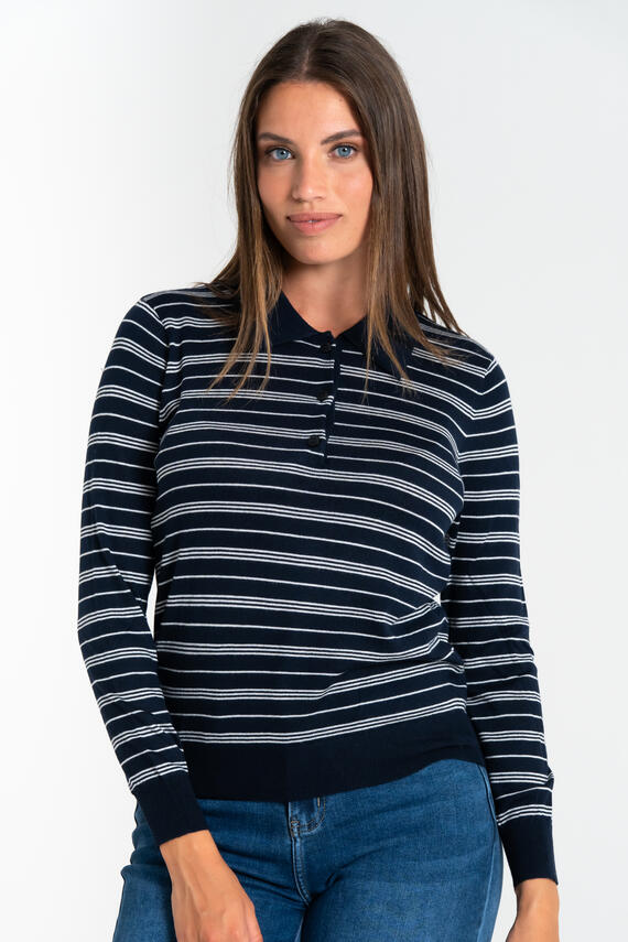 POLO DONNA RIGHE MANICA LUNGA FIORENZA AMADORI 6257