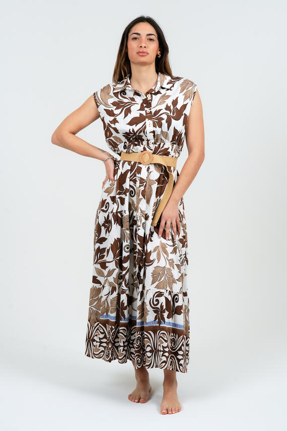 ABITO DONNA LUNGO SMANICATO FLOREALE FIORENZA AMADORI Y286 