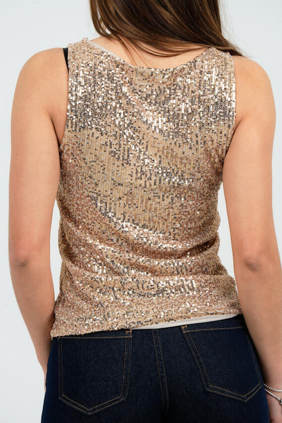 CANOTTA DONNA A SPALLA LARGA CON PAILLETTES FIORENZA AMADRI T1415
 