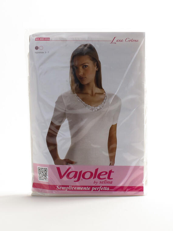 T-shirt donna lana cotone con macramè assortito Vajolet 4508 