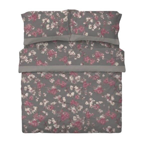 Completo letto matrimoniale in cotone Biancaluna Bloom