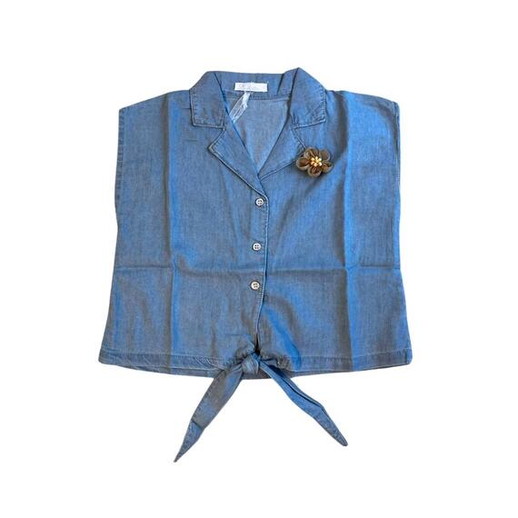 GIRL'S SLEEVELESS BLOUSE WITH FLOWER BROOCH LOLETA LJ11183