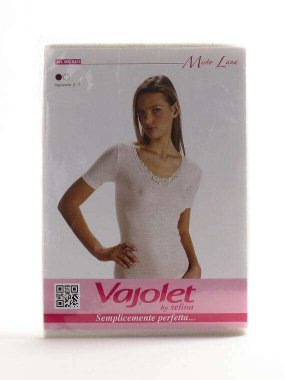 T-shirt donna in misto lana con macramè rose Vajolet 6453