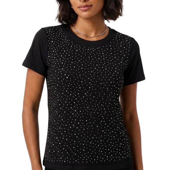 T-SHIRT DONNA MANICA CORTA CON STRASS FLORA FL5017
