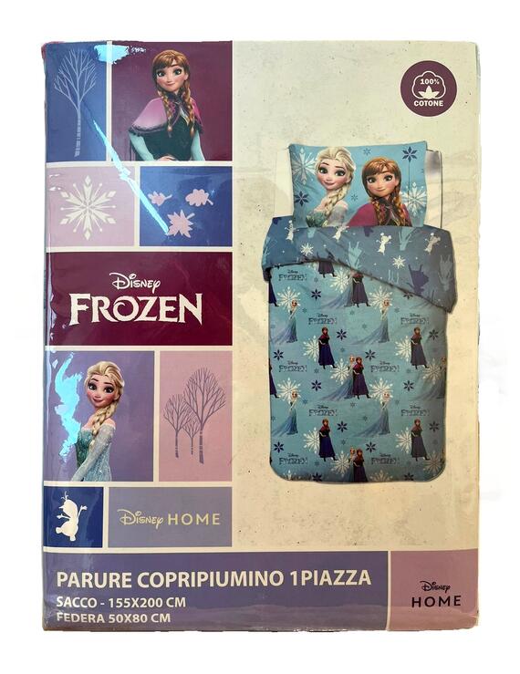 PARURE COPRIPIUMINO COTONE DISNEY FROZEN BAMBINA 1 PIAZZA  