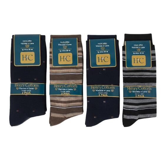 Calzino lungo uomo lana e viscosa Henry Cotton's HV113 (3 paia)
&nbsp;