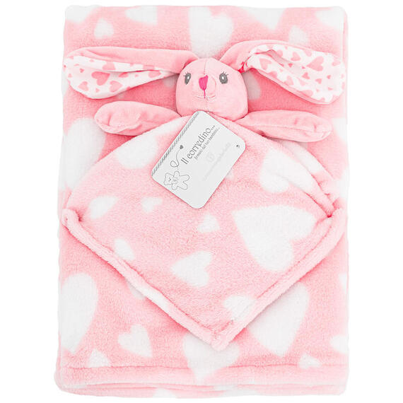 FLEECE CRADLE BLANKET WITH DOUDOU PUPPET NG-4790 NAZARENO GABRIELLI