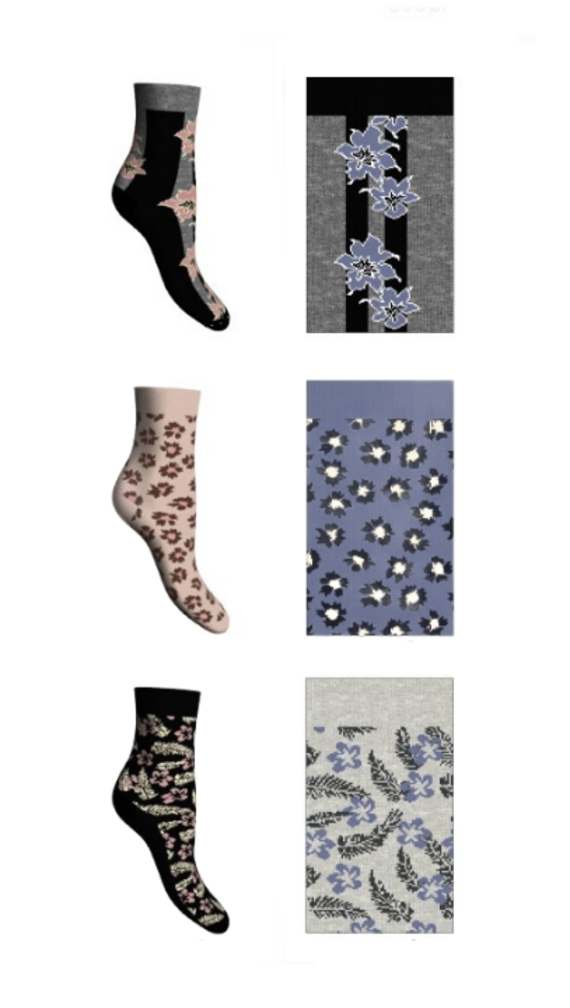 Short women's socks in TRI-PACK assorted pattern