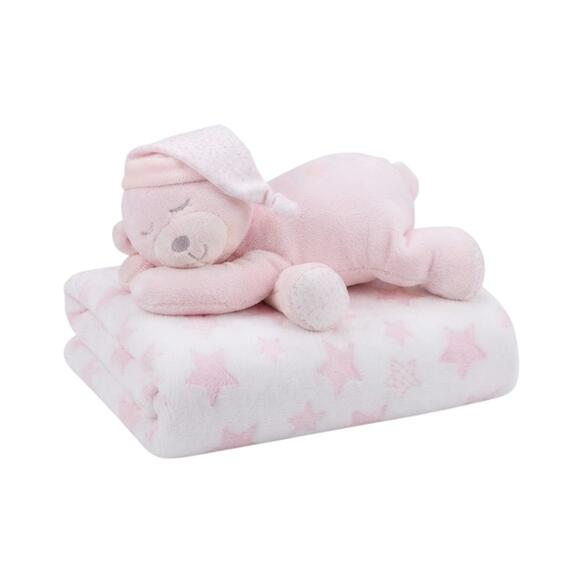 Set regalo da neonato coperta + peluche Pastello SV06