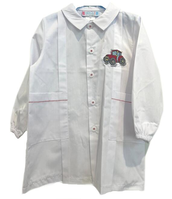 ANDY&GIò 90235 KINDERGARTEN APRON FOR CHILDREN EMBROIDERY TRACTOR