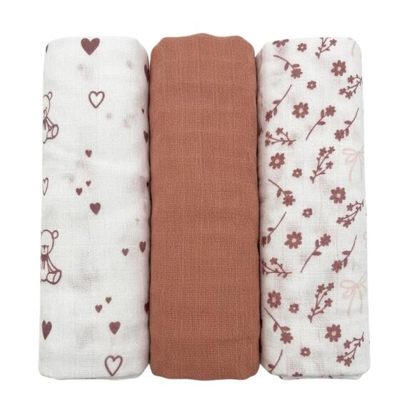 SET 3 MUSSOLE DI GARZA DA NEONATO MAFER WDD101